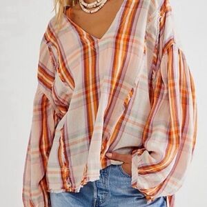 Free People Solstice Plaid Blouse $128